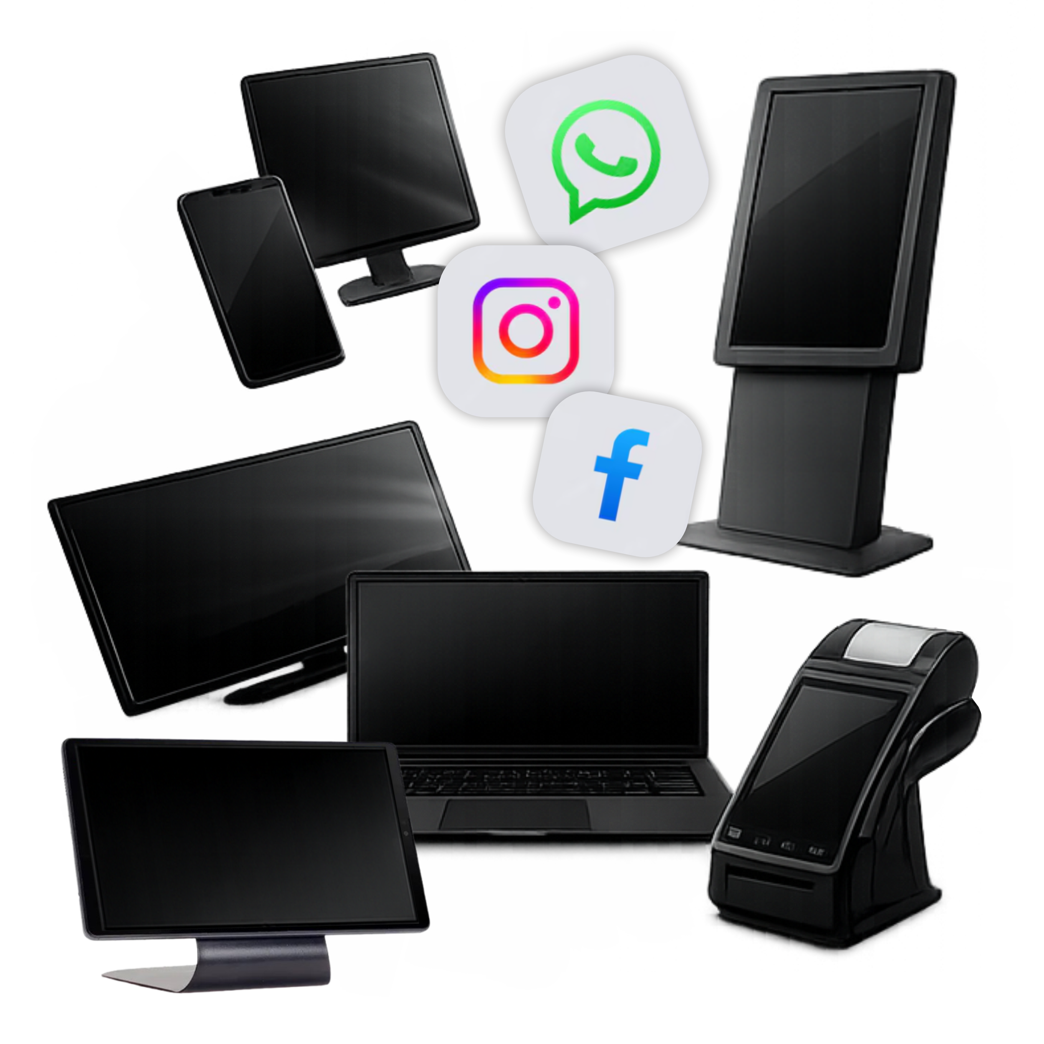 Dispositivos compatíveis com minhAi — celular, tablet, totem e computador